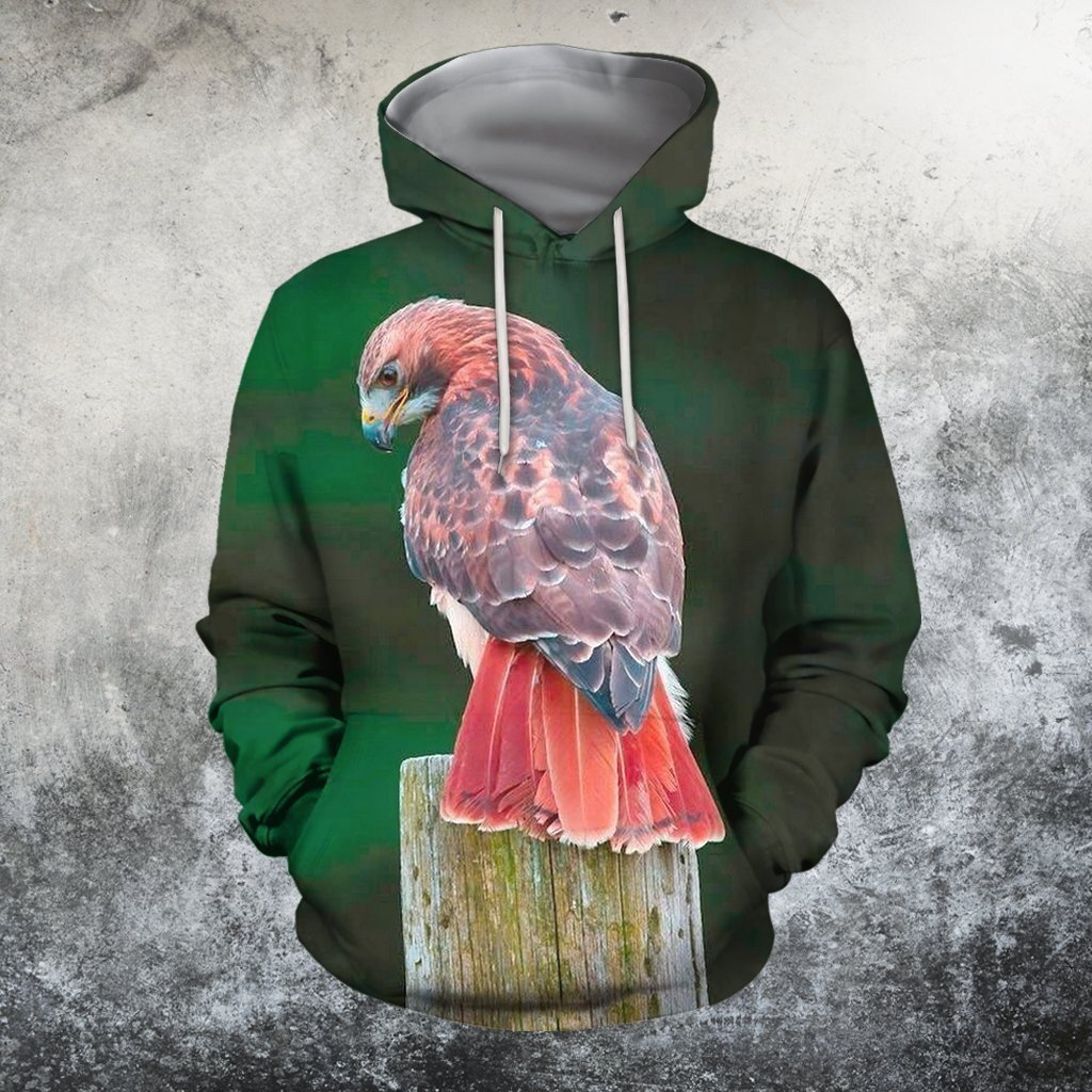Red Tail Hawk Hoodie 3D Printed All Over, Meaningful Gift for Bird Lovers