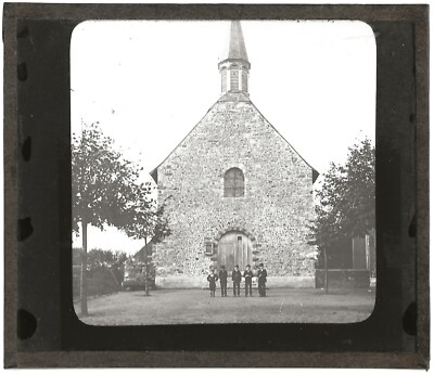 Friedenskirche, Kinder, altes Foto Glasplatte, positiv 8,5x10 cm