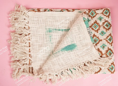 Hand Loomed Cloth Soft Cotton Blanket, Sofa Cover, Boho Ethnic Beach Towel - Picture 6 of 8