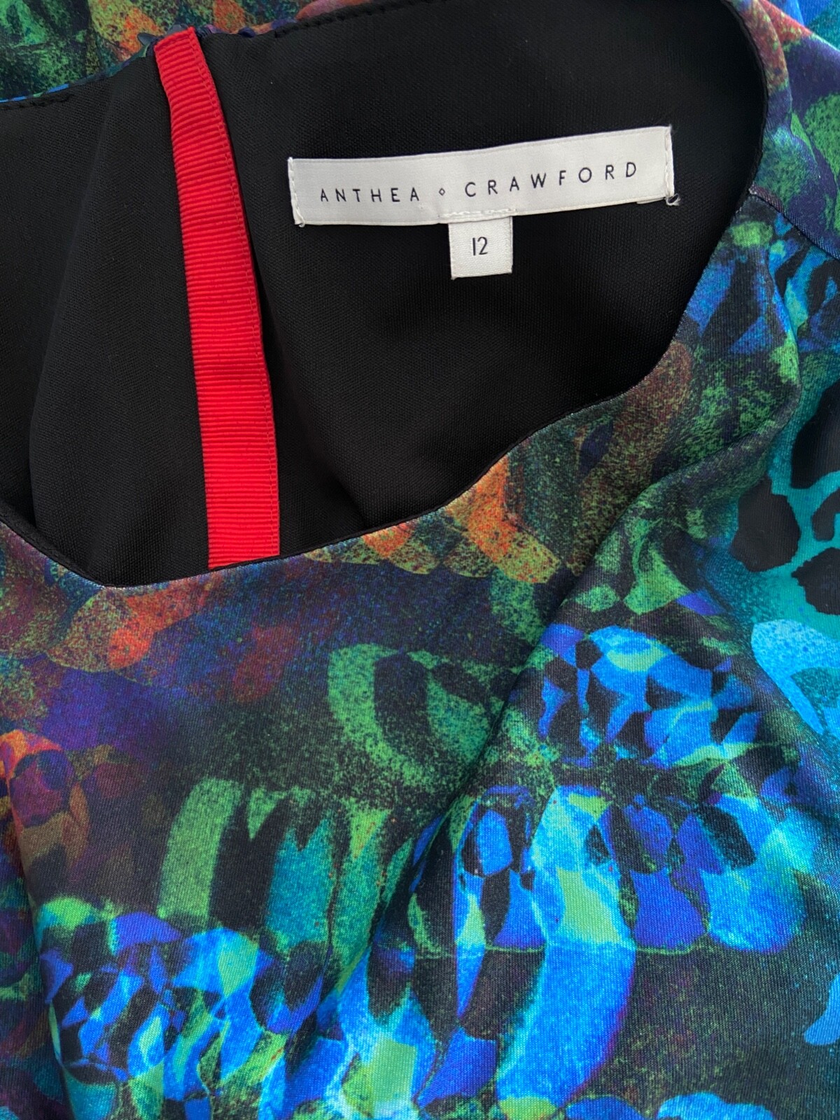 "ANTHEA CRAWFORD" Blue Print ¾ Sleeve Jersey Dress Size 12 eBay