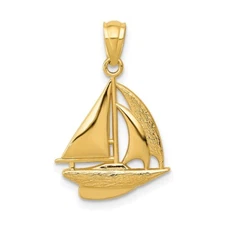 14k Yellow Gold Sailboat Pendant Perfect Gift for Her