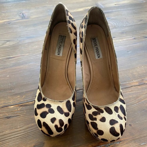 Extremely Rare Steve Madden Pammyy Leopard Platform Wedges Size 8.5 Sold Out - Picture 3 of 8