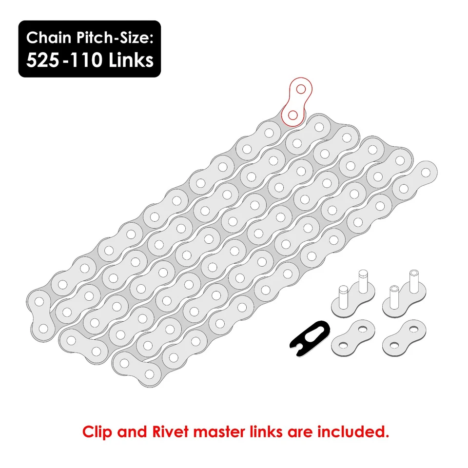 Caltric Drive Chain for Suzuki DR650S 2015-2023 525 Pitch 110 link Foto 2 de 4