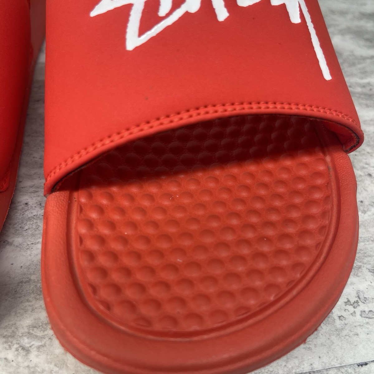 Nike x Stussy Benassi Slides Mens Size 8 Sandals Habanero Red