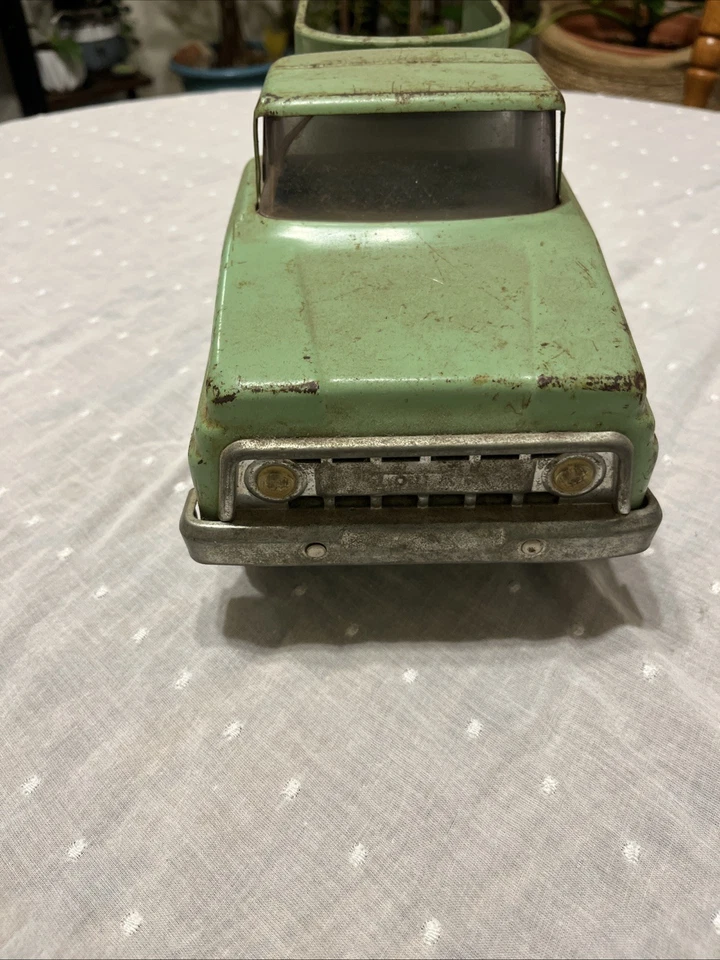 Camión de granja verde Tonka vintage de juguete con remolque para caballos Foto 3 de 4