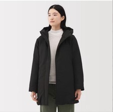 MUJI Womens Water Resistant Down Middle Coat Black L