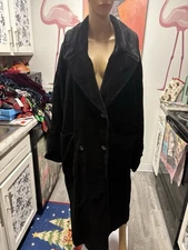 GUC Vintage 80s-90s Speigel Cotton Black Velvet Long Coat Size 10