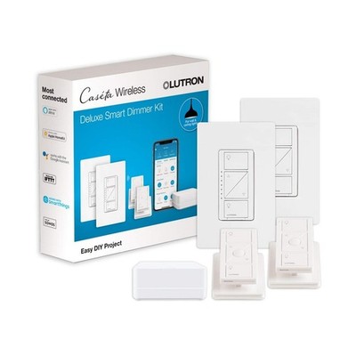 Lutron Caseta Original Smart Dimmer Switch Kit, 2 Dimmer Switches, 2 Wall Pla...