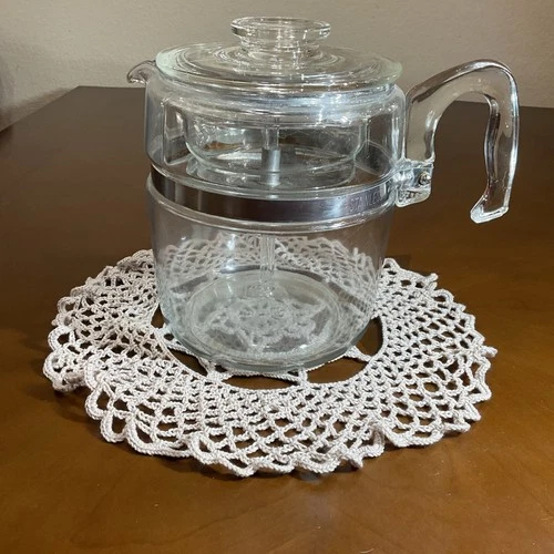 Vintage Pyrex Flameware Glass Coffee Pot 9 Cups 7759-B Complete READ