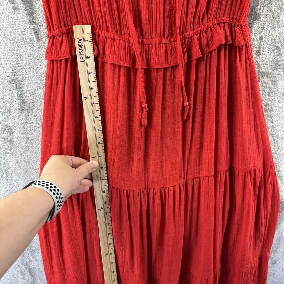 Vestido midi Nanette Lepore para mujer 12 rojo triple nivel mangas acampanadas Foto 4 de 4