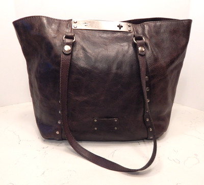 Vtg Patricia Nash Benvenuto Italian Leather Distressed Brown Large Tote READ