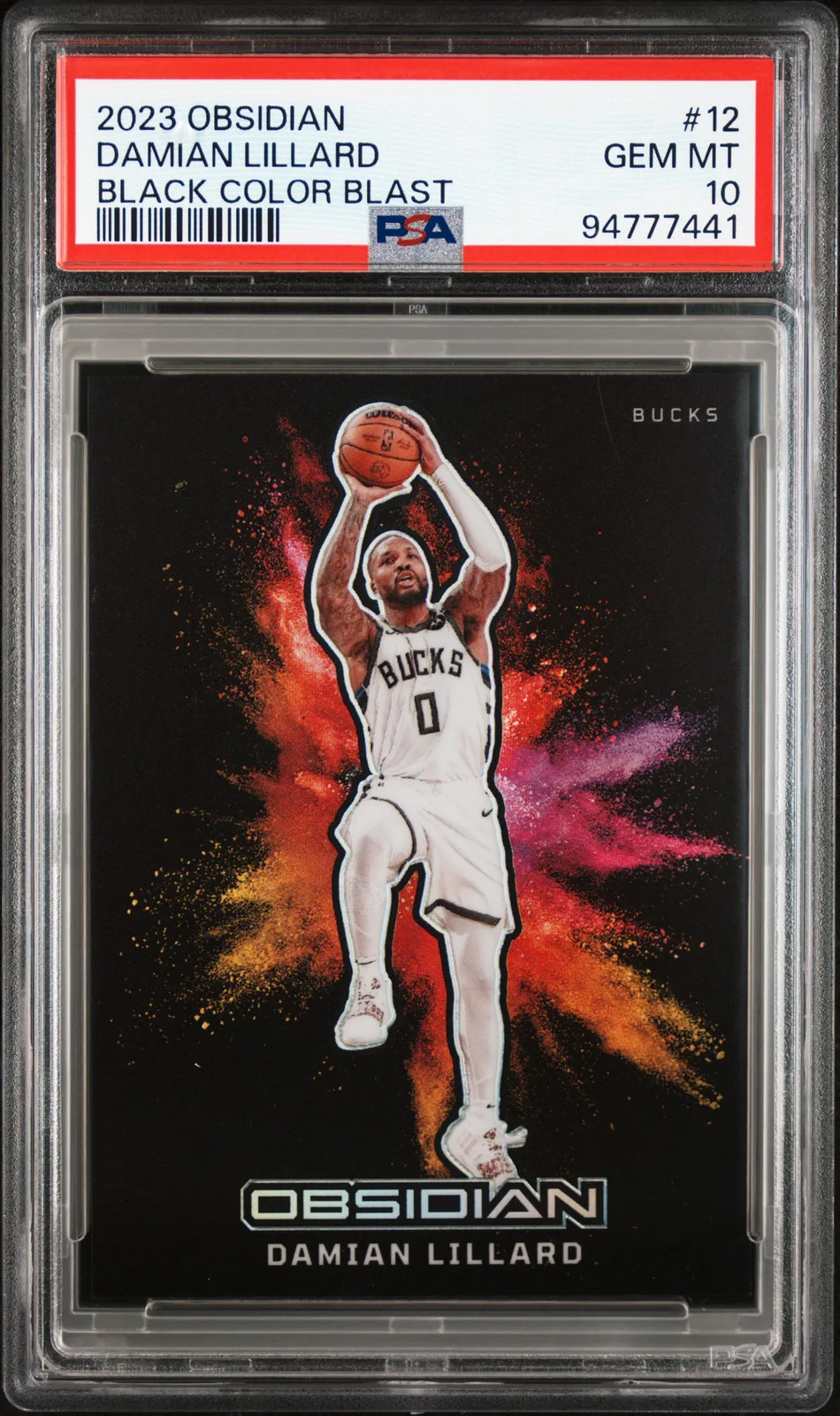 2023 Panini Obsidian Black Color Blast Damian Lillard #12 PSA 10 POP 10