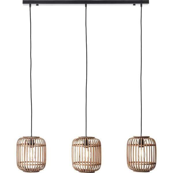 Brilliant Pendelleuchte Woodrow Metall/Rattan Braun Hell 60W 3-Flammig-image