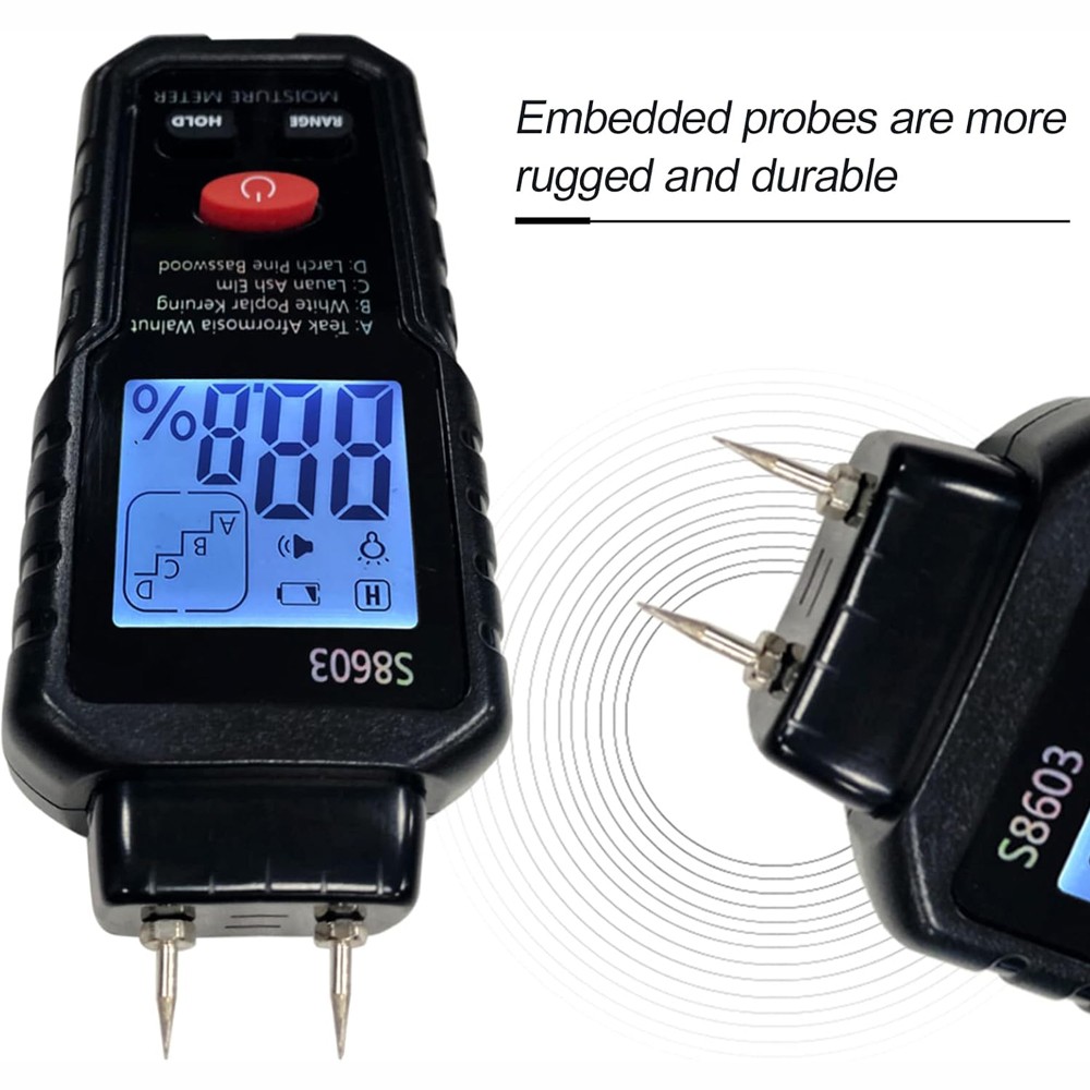 Wood Moisture Meter LCD Digital Two Pins 0-99.9% Hygrometer Timber Damp Detector