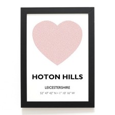 A4 PRINT - Hoton Hills, Leicestershire - Word Heart Design - SK5522
