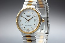  Near MINT LONGINES Conquest 170 4004 White Dial 34mm Date Quartz Men's Watch