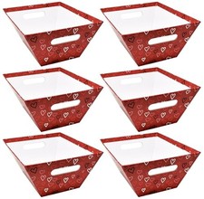 6 Pack Valentine Gift Baskets 8" x 10" Rectangle Heart Design Empty Gift