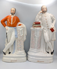 Victorian Staffordshire Figures - Monumental Shakespeare and Garibaldi (c. 1864)