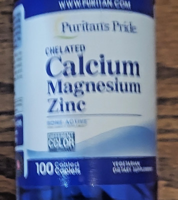 Chelated - Calcium-Magnesium- Zinc 100  Caplets Exp 6/27 Free Shipping