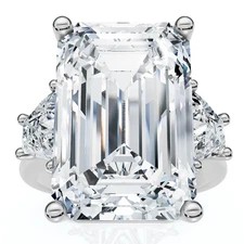 Certified 11.90Ct Emerald Diamond Engagement Ring 14k Gold Lab Grown