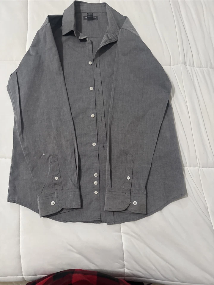 Camisa de vestir Van Heusen para niños manga larga azul a cuadros, abotonada, XL (14/16) Foto 2 de 4