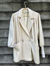 VTG 80s IVORY WOOL COAT Plush Donnybrook Donny Brook Oversized Jacket SZ 8 M/L