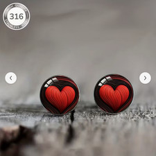 PAIR RED GRADIENT HEART SHAPED STUD EARRINGS 316 STAINLESS STEEL GIFT VALENTINE
