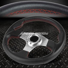 320mm Silver Spoke Red Stitch Lightweight 6-bolt Leather Racing Steering Wheel