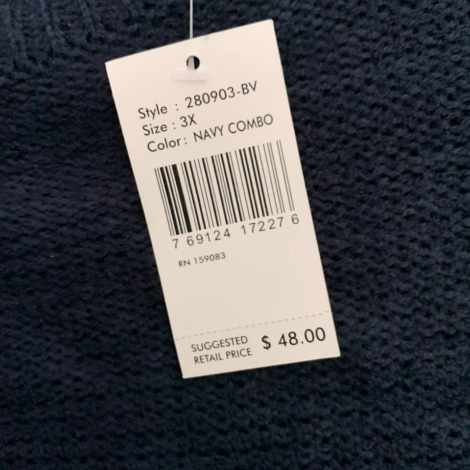 Suéter tejido Jason Maxwell para mujer talla grande 3X azul a rayas detalle de botones NUEVO Foto 4 de 4