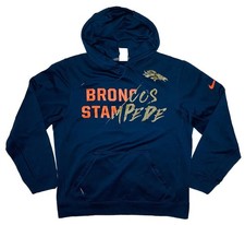 Nike Therma-Fit NFL Denver Broncos Stampede Men's Dark Blue Hoodie; M