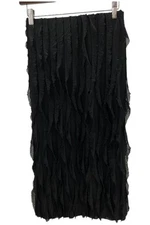 Antthony Women's Pull-On Ruffled Jersey Knit Midi Skirt Black