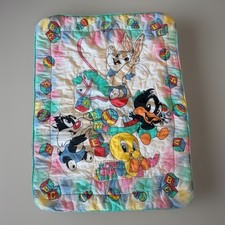 1997 Rare LOONEY TUNES BABY BLANKET - GERBER- BUGS, TWEETY, SYLVESTER, DAFFY