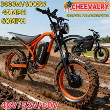 Electric Dirt Bike Peak 6000W 35/45MPH Adult Electric Motorcycle E-Mountain bike