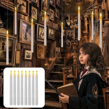8x LED Floating Candles Harry Potter Hanging Taper Candles Light Remote Control