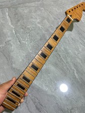 AAA Big head 22 frets Satin Roasted Flame Maple block Inlay Electric guitar neck