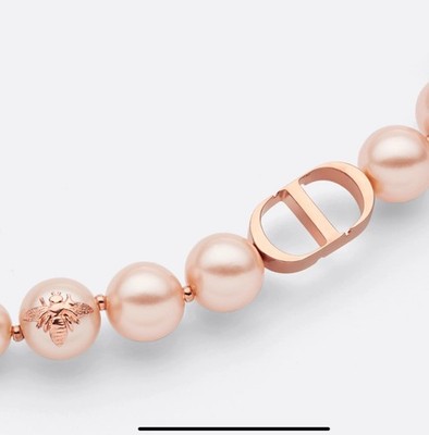 Dior 30 Montaigne Choker Pink Finish Metal Pink Resin Pearls Brand