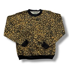 Vintage 80s Sky Lite Cheetah Print Crewneck USA Made Medium Mob Wife