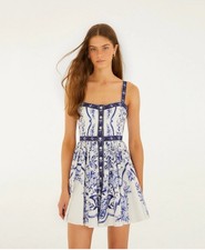 Farm Rio Off-White Porcelain Garden Buttoned Mini Dress Size Medium