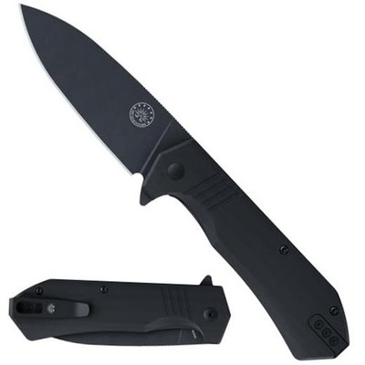 - STINGER XL Folding Knife, 154CM Steel, Full Flat Grind, G10 Scales, Blackout