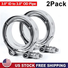 2X Exhaust Downpipe 3inch V-band Clamp 3" Male/Female Flange Kit SS304 stainless
