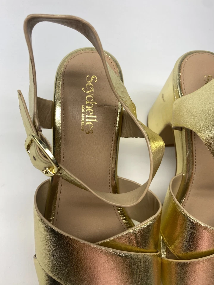 Seychelles Womens Blessings Golden Metallic Platform Heel Sandal Sz 9 - Image 3 of 4
