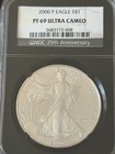 2000 P Pf69 Ultra Cameo $1 Eagle Black Core Spotless Beauty NGC — photo 1