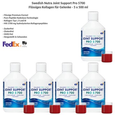 Swedish Nutra Joint Support Pro 5700 Liquid Collagen Drink Glucosamine 5x500ml