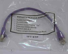 1'ft Cat6a Purple Network Ethernet Patch Double Shielded SSTP Cable Lan 1ft
