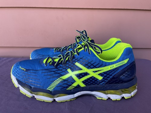 Por ahí Cartero puerta RARE EUC Asics Gel Nimbus 17 Hombre US 13 Azul Neón Amarillo Zapatillas  T507N D6 | eBay