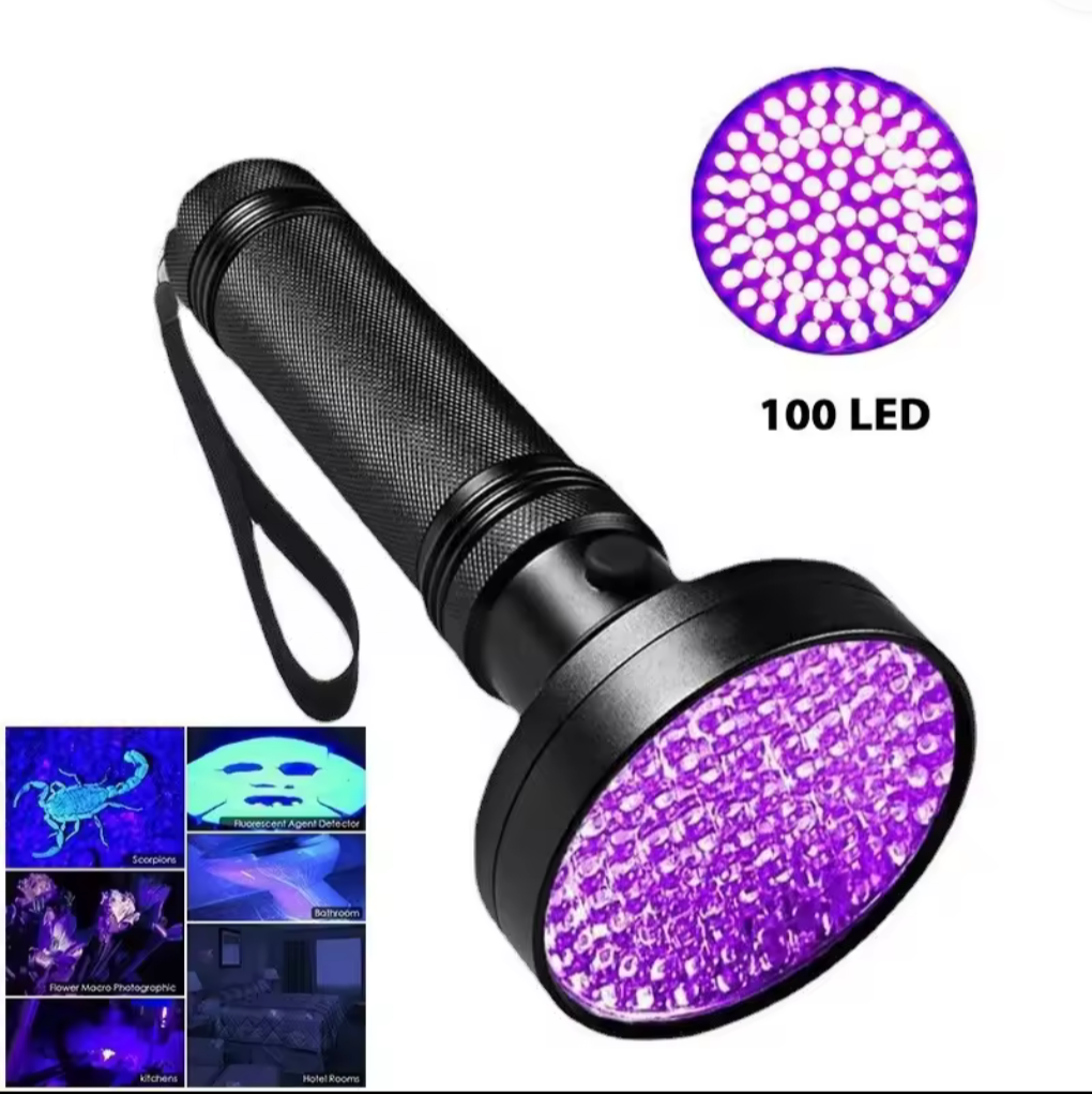 UV Ultraviolet Light 100 LED Flashlight Blacklight 395Nm Inspection Lamp Torch