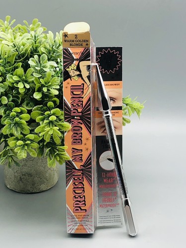 Lápiz de cejas Benefit Goof Proof # 2 ADVERTENCIA MARRÓN DORADO tamaño completo DEFECTO/FROTADO - Imagen 2 de 3
