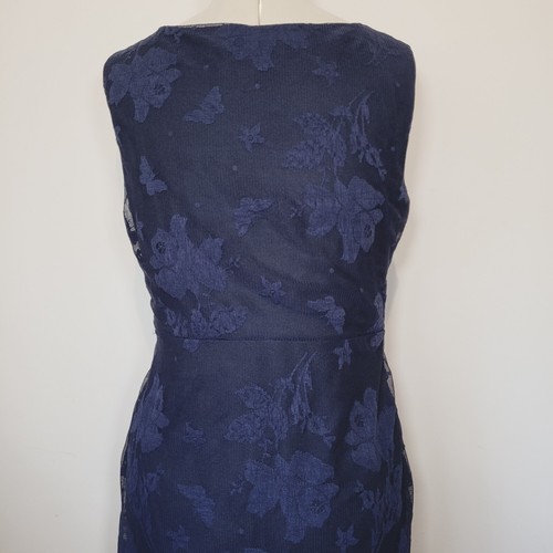 Phase Eight Womens Blue Lace Dress V-Neck Rouched Party Occasionwear Size 16 - Picture 4 of 7