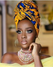 Yellow And Blue African Print Headwrap
