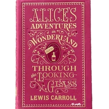 Alice’s Adventures In Wonderland & Through Looking Glass Lewis Carroll Book Pink